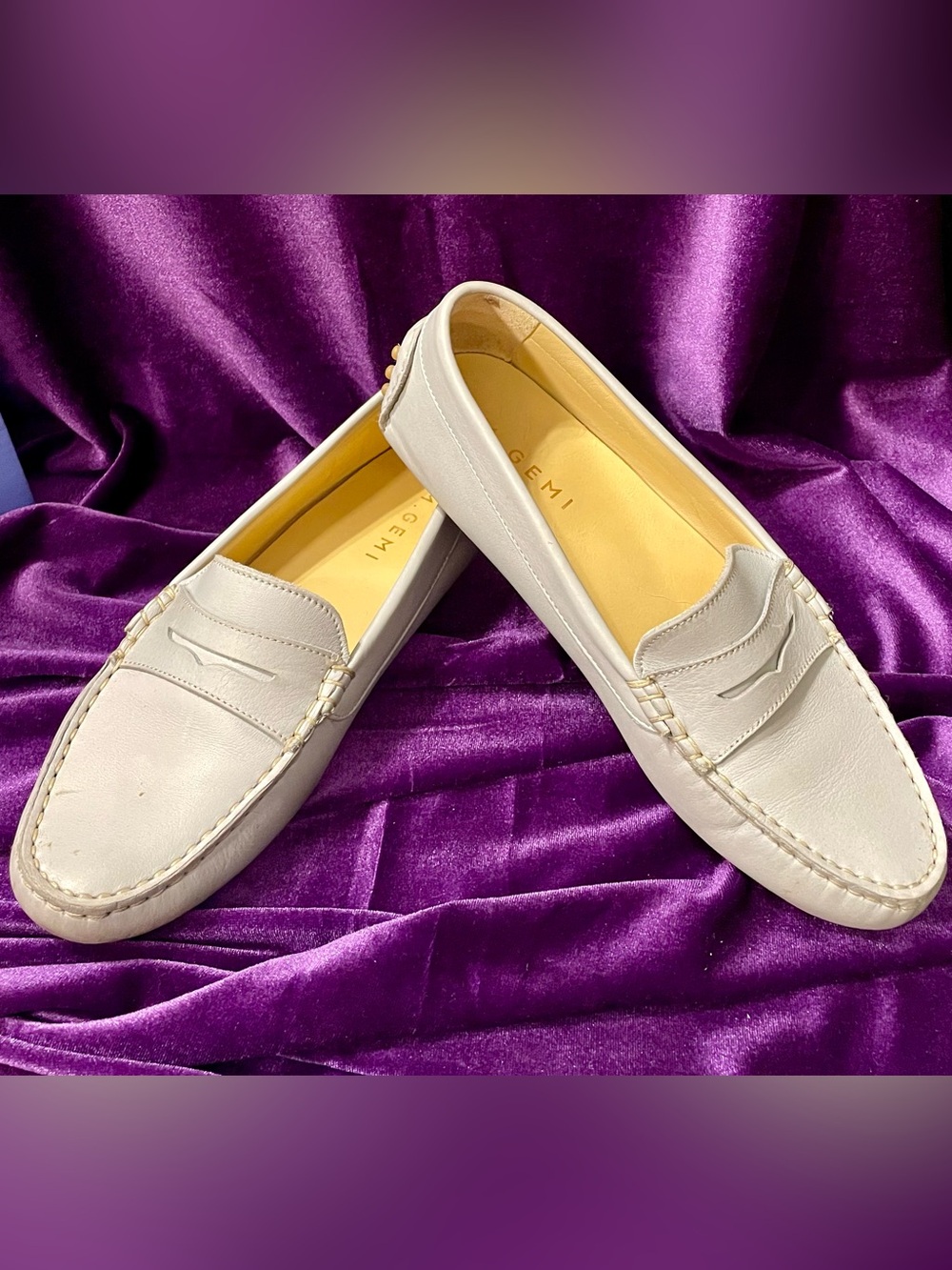 M Gemi Pastoso Rain Blue Pebbled Leather Driving Loafers Size 38.5